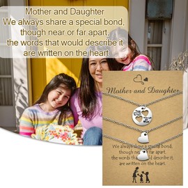 3Pcs Matching Mother Daughter Necklace Gift for Mom Daughter Birthday Gifts from Mom Mama Mothers Day Gifts for Mom Mommy Heart Matching Necklaces Gift