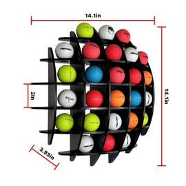 Golf Ball Display Case, Acrylic Golf Ball Cabinet, Stylish Golf Ball Shelf, Golf Ball Case Display Wall Mount, Golf Ball Collection Rack for Golf Fans, Holds up to 26 Golf Balls(Black)