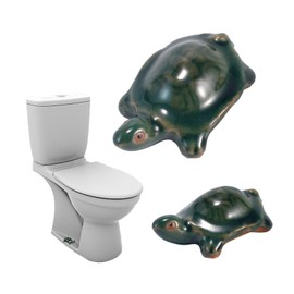 2 Pieces Ceramic Toilet Floor Bolt Caps, Decorative Toilet Bolt Covers, 2 Pack Cute Turtle Porcelain Themed Gadgets for The Toilet Easy installation Toilet Replacement Parts, Bathroom Decor