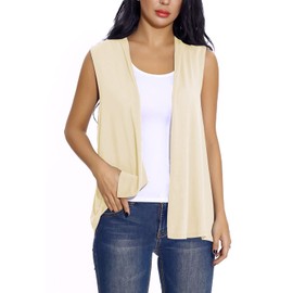 EXCHIC Women's Sleeveless Open Front Cardigan Vest Lightweight Cool Coat Casual (2XL, Sliver Mink)