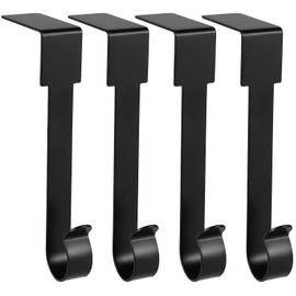 4 Pack Christmas Stocking Holders, Metal Mantel Hooks Hanger Non-Slip Christmas Stocking Hooks for Fireplace Mantle Christmas Party Decoration (Black)
