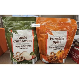 Clancy's Naturally Flavored Yogurt Covered Pretzels Apple Cinnamon & Pumpkin Spice 7oz 198g (Two Bags)