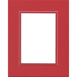 Pack of (2) 18x24 Double Acid Free White Core Picture Mats Cut for 12x18 Pictures in Real Red and Real Red