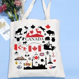 VAMSII Canada Travel Gifts Canada Tote Bag Canadian Gift Canada Trip Souvenir Gift Canada Maple Leaf Gift Vacation Gift  (Canada Tote)