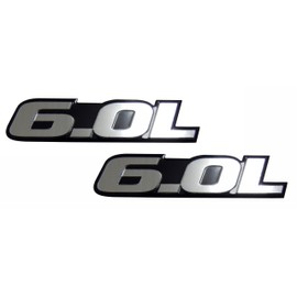 2 x 6.0L Liter Engine Silver Aluminum Badge Emblems (pair/set of 2) for 08 09 Pontiac G8 L76 05 06 Pontiac GTO LS2 Fits other Vehicles