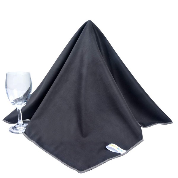 SINLAND Microfiber Glass Polishing Cloths Thick Lint -Free Drying Towels for Wine Glasses Stemware Dishes Stainless Appliances 20 Inch X 25 Inch Pack of 2 Black …