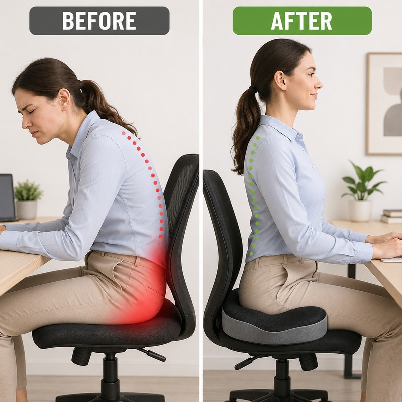 Memory Foam Lumbar Support Pillow for Sitting Comfort – Waist