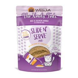 Weruva Wet Cat Food, The Newly Feds with Beef and Salmon Pate, 2.8oz Slide N Serve Pouch, Pack of 12