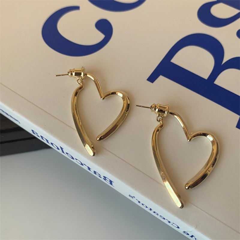 Heart Earrings for Women Hoops Gold Love Shaped Drop Dangle