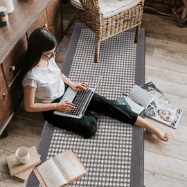 Ileading Laundry Room Runner Rug 2'x6' Non Slip Farmhouse Kitchen Floor Mats with Rubber Backing Machine Washable Grey Indoor Decor Carpet for Doormat Hallway Entryway Petmat Garage Balcony