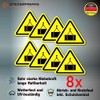 Pack of 8 Warning Stickers 6 x 5 cm Floating