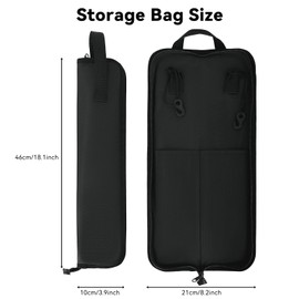 VANPHY Drum Stick Bag Set Include 5 Pair Drum Sticks Mallets Brushes Set with Portable Storage Bag Percussion Instrument Accessories for Jazz Acoustic Drummer Practice, Rock Band, Students Black