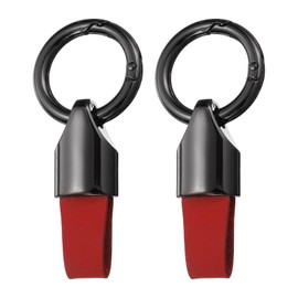 sourcing map 2pcs Car Key Chain Ring Clip 3.1" x 1.4" Small Leather Keychain Key Fob Key Fob Accessory with Keyrings for Home Car Keys, Gunmetal Red