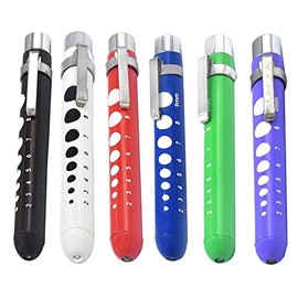 AAProTools Pen Light Nurse Penlight Reusable White Led Pen Light with Pupil Gauge Measurements for Doctor Stethoscope Healthcare Nursing School Students (Pack of 6)