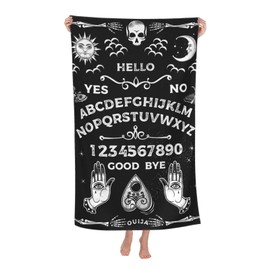HKHEHOP Goth Ouija Board Skull Beach Towel Quick Dry Microfiber Bath Towels for Bathroom Soft Sand Free Beach Towels Summer Essentials Travel Swimming Decor Gifts for Women Men