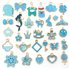 HappyHome Charm Parts, Pendant Top, Accessory Parts, 30 Pieces, Assorted, DIY Handmade Accessories, Metal, No Gemstone