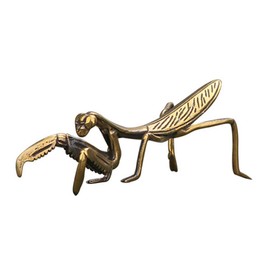Metal Mantis Brass Praying Mantis Mini Fairy Garden Animal Figurines Lawn Patio Tree Ornaments Sculpture Micro Landscape Ornaments for Backyard Desk