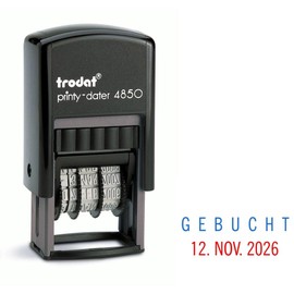 Trodat 4850 Professional Date Stamp with 2-Colour Ink Pad Blue/Red + Choice of Text [German Language]