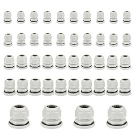 DODUOS 44-Piece Cable Gland Set IP68 Waterproof Closure Cable Screw Connection, Adjustable Cable Grommet M12, M16, M20, M25, M32 - Nylon Plastic, White