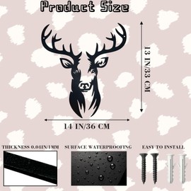 Zckjnoi Deer Head Wall Decor - 14x13 Inch Iron Animal Sculpture, Outdoor Metal Art Hunting Accent for Cabin Lodge Living Room