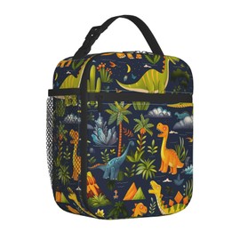 ainori Reusable Dinosaur Lunch Box for Men Kids Gils Boys Women Adult, Insulated Cute Dino Lunch Bag,Polyester Cooler Handbags Case for School Picnic Work Travel Beach or Hiking (Dark Blue)