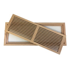 6 Inch x 20 Inch Red Oak Hardwood Vent Floor Register Flush Mount with Frame, Slotted Style, Unfinished