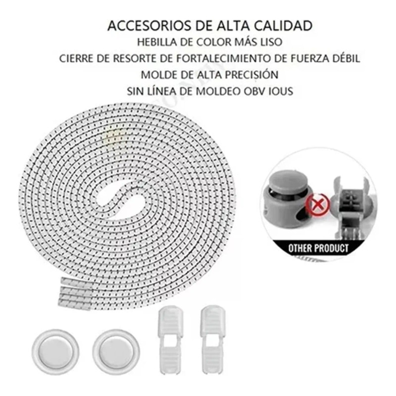 Ajustable Elasticas Deporte Cordones Niños Y Adultos 4 Pzas Negro/gris/blanco/verde