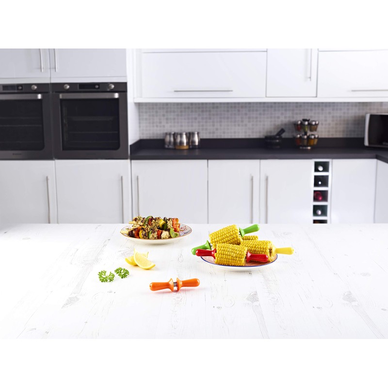 Zyliss E40001 Corn Cob Holders, Plastic/Stainless Steel, Multicoloured, 8X Holders/Skewers/Forks