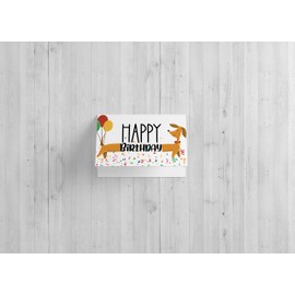 Red Door Inspirations Dog Happy Birthday Card, 4x6 includes card and envelope (Dachshund Birthday Card Single)