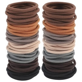 Sderoq100 PCS Hair Elastics Hair Ties, 4MM Colorful Ponytail Holders Hair Bands, 2 Inch in Diameter Elastic Band for Medium to Thick Hair, 7 Colors (4MM Dark colors)