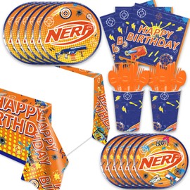 141Pcs Dart War Parties,Dart War Party Tableware Party Disposable Dinnerware Plates Cups Napkins for Dart Battle Baby Shower Party Decoration Supplies,Serves 20