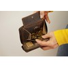 LEAS Vintage Style Zip Wallet in Genuine Leather Dark Cognac