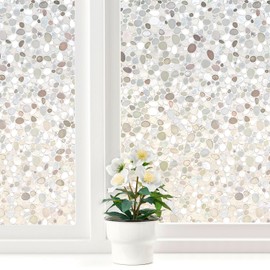 LEMON CLOUD Window Film, Vinyl Clings, Stained 3D Decorative Stickers for Glass, Static Door Window Covering, Tinted Window Decals, Frosted Privacy, Self-Adhesive, Pebble Pattern (17.5In X 157.4In