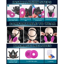 vvuvnem Respirator Mask with 2097 Filters, Reusable Respirator Mask for Resin, Chemical, Spraying Paint, Cleaning, Spraying, etc