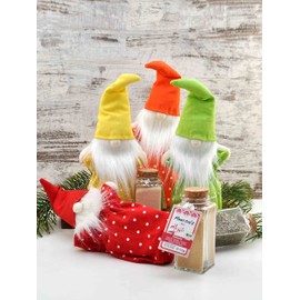 direct&friendly | Gnome Salt Gift Set | Colourful Salt Gnome | 4 Gnome Bags with 4 Different Organic Salt Mixtures (Set of 4)