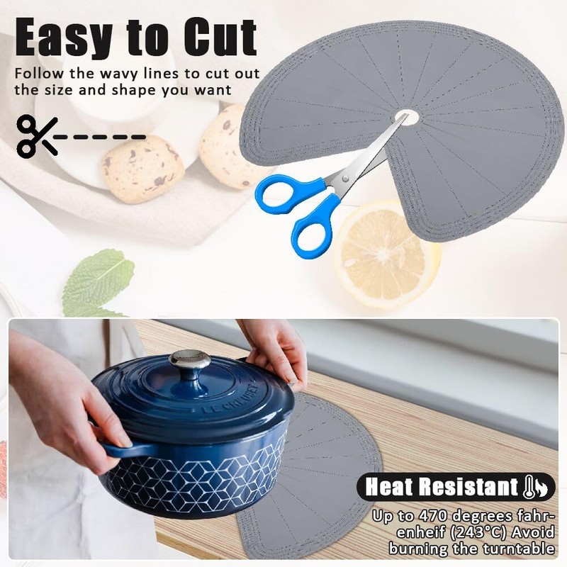 2 PCS 26" Lazy Susan Shelf Liner, Jaxbo Silicone Lazy