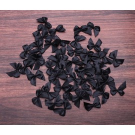Sowaka 50 Pcs Mini Satin Ribbon Bow 2 x 2 cm Small Chic Soft Cute Elegant Bows for Craft DIY Making Kit Art Scrapbooking Sewing Christmas Gift Wedding Theme Parties Decoration Gift Present Supplies (Black)