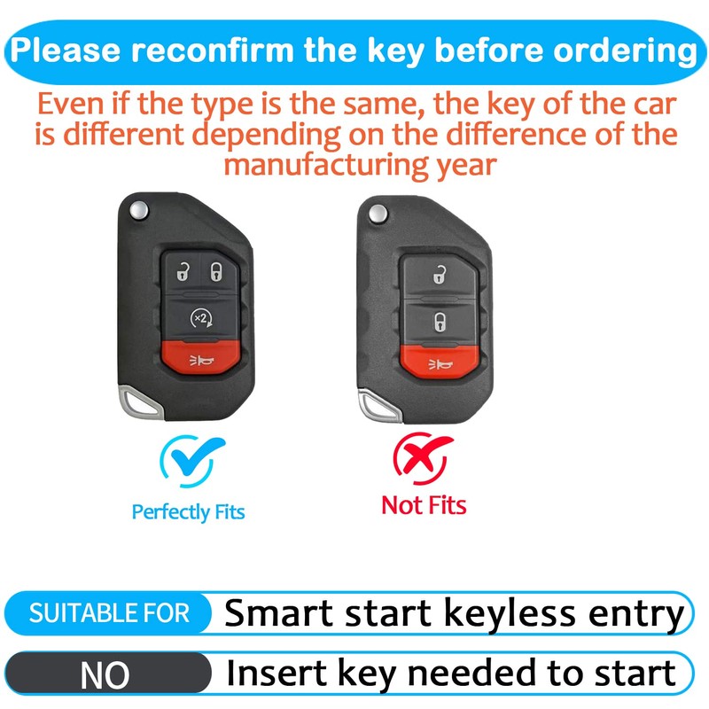 Tukellen for Jeep Key Fob Cover Soft TPU Full Protection