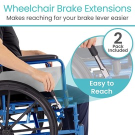 Vive Wheelchair Brake Extenders - Durable Brake Handle Extensions for Medical Wheel Chairs, Transport Chairs - for Adults & Seniors with Limited Mobility, Weak Hands, & New Wheelchair Users