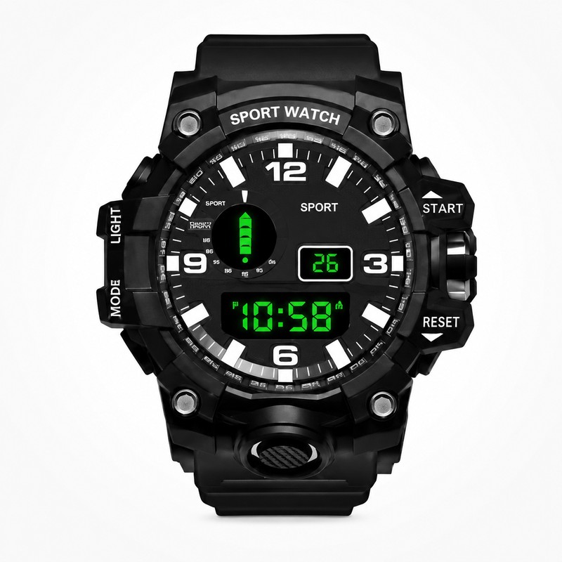 Digital Sports Wristwatch for Outdoor Play - Large Dial, Luminous,