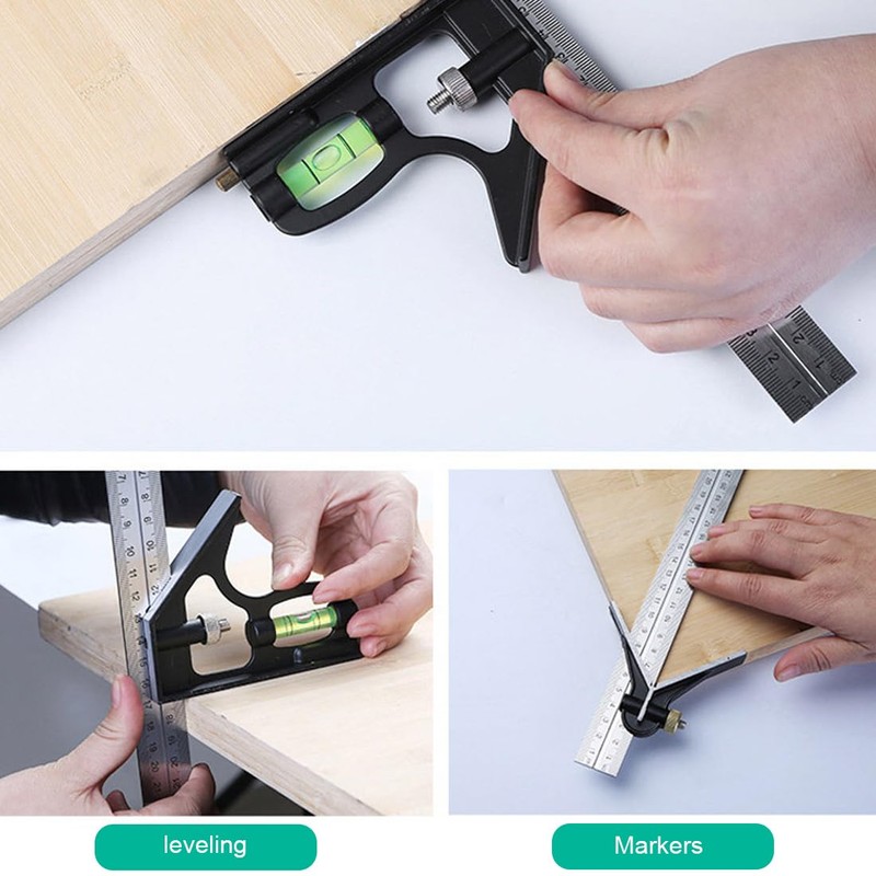 IKOPFLN Combination Square 300 mm Try Square with Spirit Level