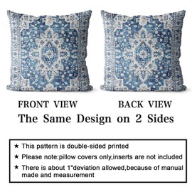 Snycler Boho Throw Pillow Covers 20x20 inch Set of 2 Blue Boho Rug Carpet Double Sided Pattern Cotton Soft Pillow Case Cushion Cover Pillowcase for Couch Sofa Bed Decorative