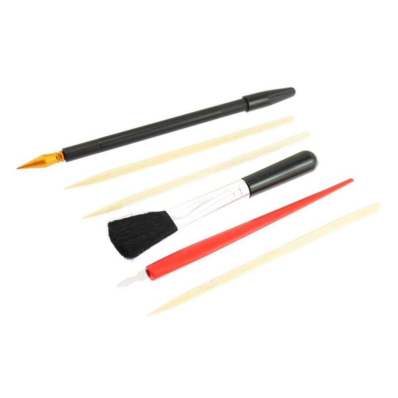 Olive-G Scratch Pen Bamboo Skewer Brush Set of 4 Sticks