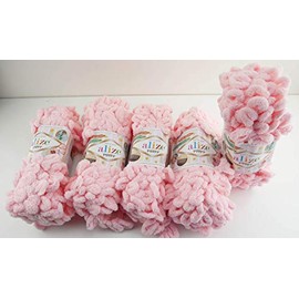 Alize Puffy 5 x 100g Super Bulky Loop Wool Knitting Yarn, 500g Finger Knitting Wool Without Needle, 340m