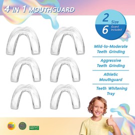 The ConfiDental Mouth Guard for Day and Night Teeth Grinding and Clenching, 2 Sizes Pack of 6 Comfortable Moldable Mouthguard for Kids or Small Mouth Dental Nightguard for Clenching and Grinding Teeth