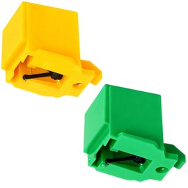 2 Pack ATN3600L Diamond Stylus Needle Replacement with Cleaning Brush, Compatible with Audio-Technica AT-LP60X/AT3600L/AT-LP60XBT/AT-LP2D Turntables — Clear Sound, Easy Install（Yellow + Green）