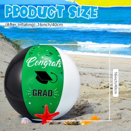 Vertintong 6 PCS Graduation Beach Ball Inflatable Glitter Beach Balls 16'' Congrats Grad Sign Graduation Party Favors for Senior Teen Class of 2025 College Graduation Party Supplies(Green)