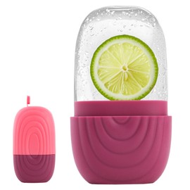 Ice Roller for Face and Eye, Silicone Ice Facial Mold with Sealed Lid, Ice Face Roller for Skin Care Face Massage & Cooling Treatment, Pink