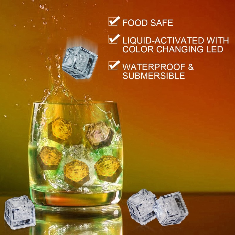 Light Up Ice Cubes Bulk, 200 PCS Orange Led Ice