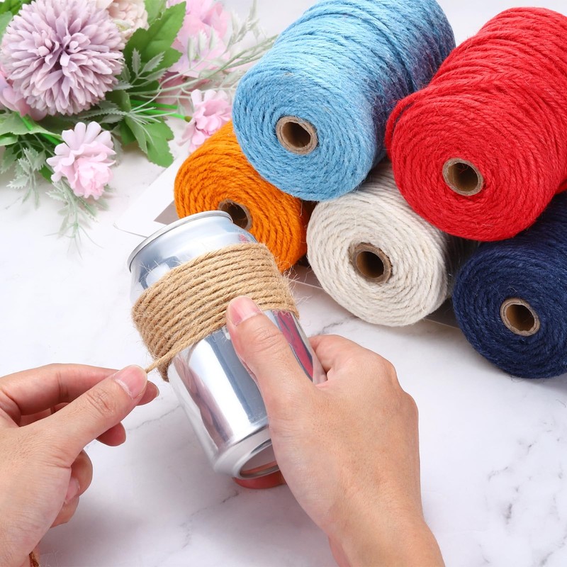 sourcing map Natural Jute Twine String 328ft x 3mm Long